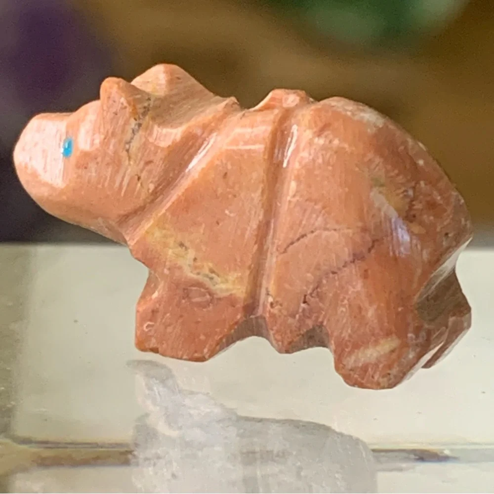 Native American Style Zuni Bear Fetish Bead Hand Carved Stone Drilled Animal .8